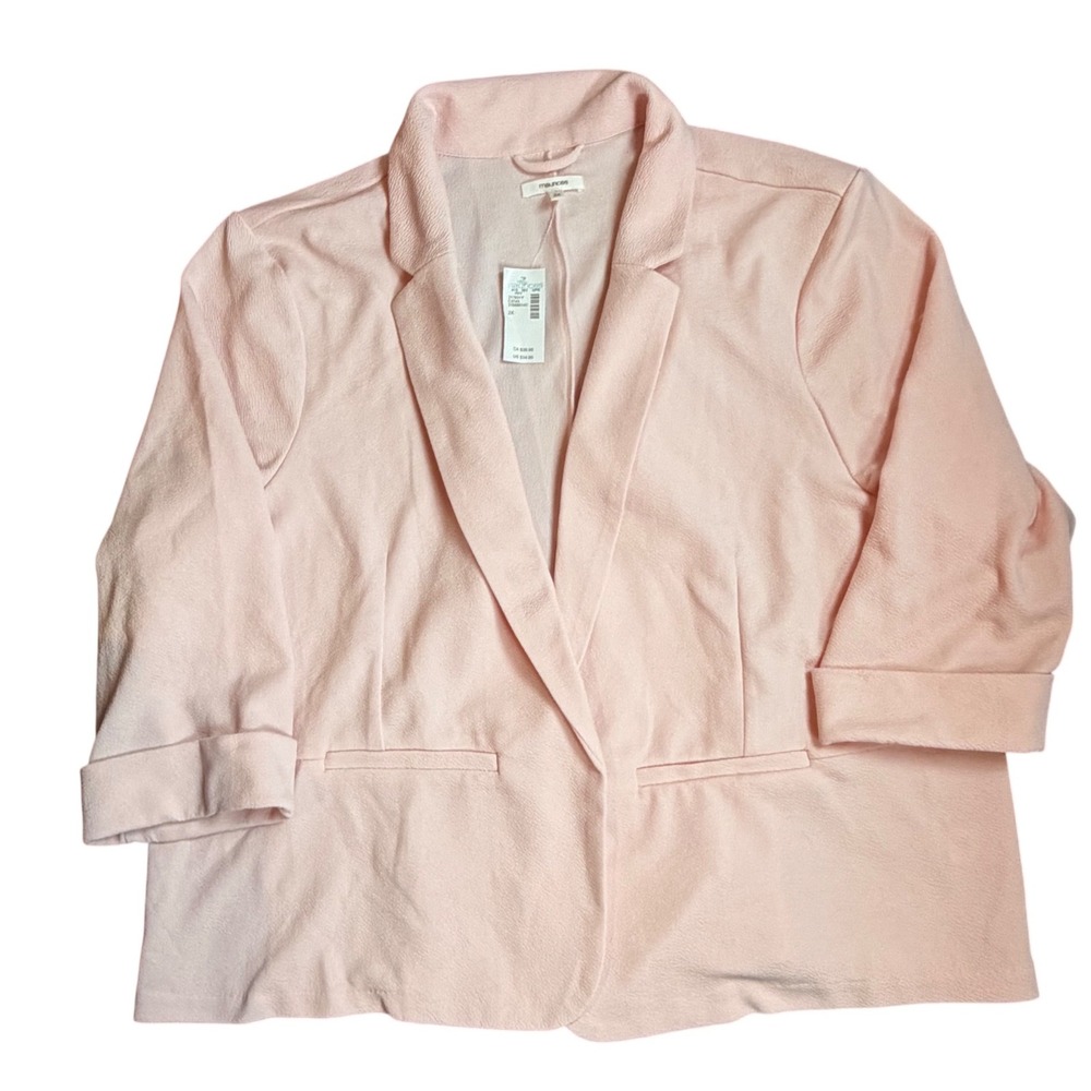 Maurices Pink Textured Knit Open Front Blazer Plusβ Size 2X NWT